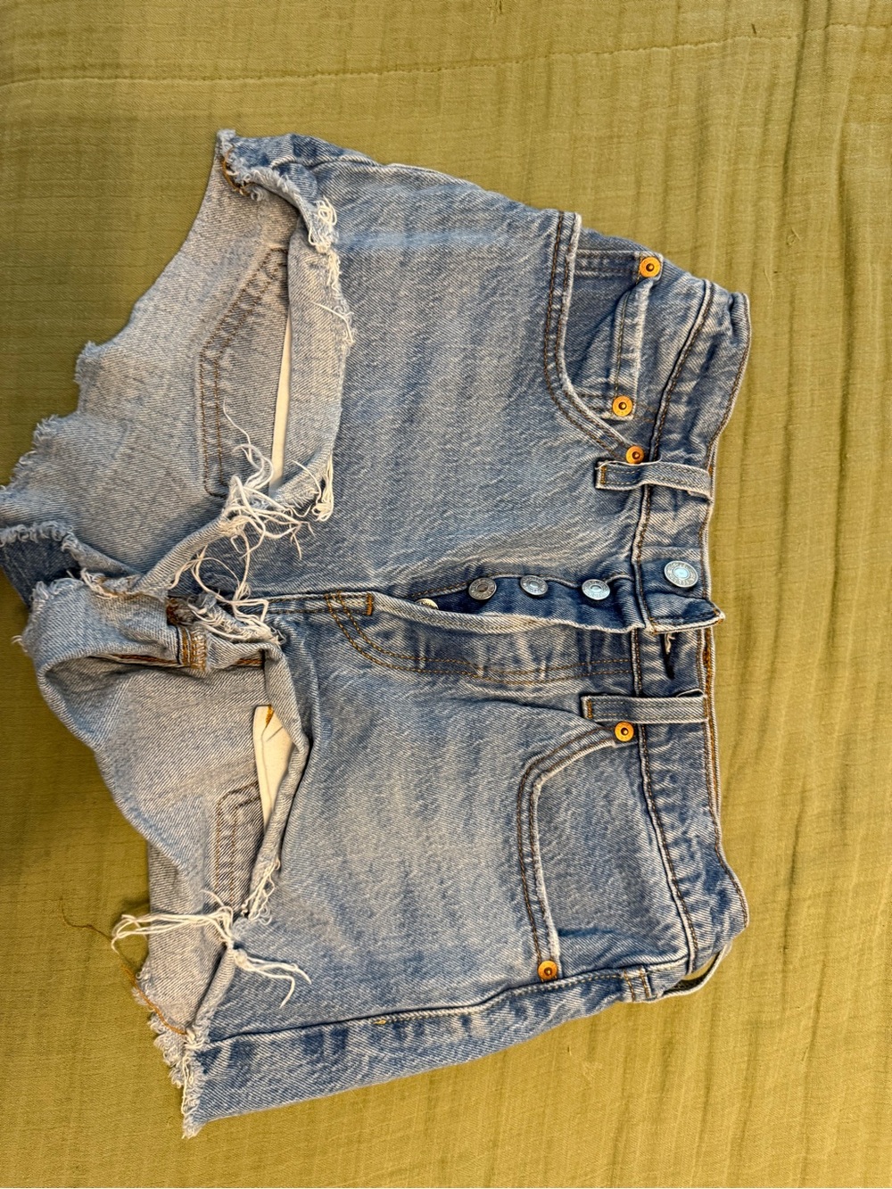 Levi's Light Blue Button-Fly Cutoff Denim Shorts